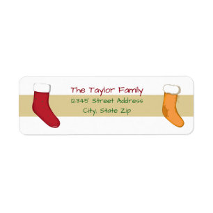 Tan Stripes Stocking - Address Label