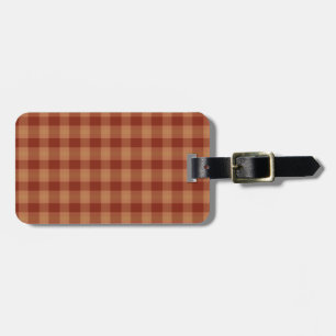 Tan Tartan Luggage Tag w/ leather strap