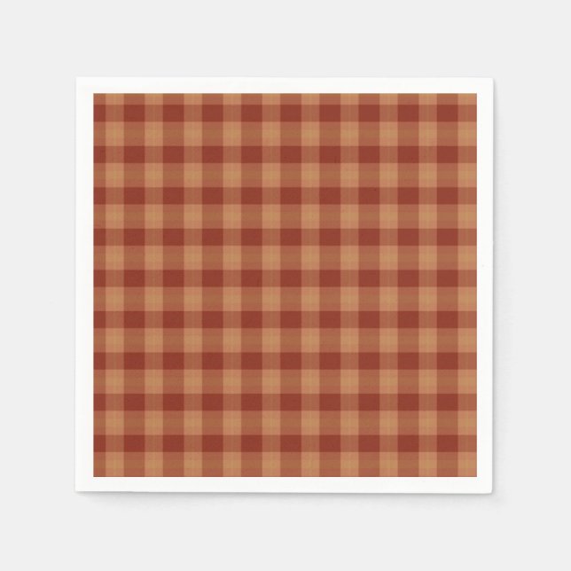 Tan Tartan Paper Napkins (Front)