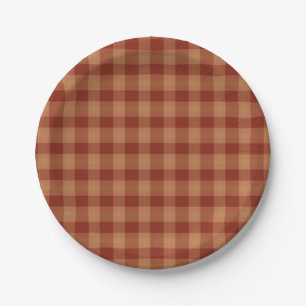 Tan Tartan Paper Plates