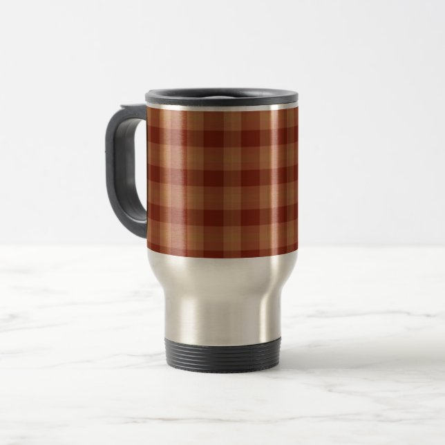 Tan Tartan  Travel/Commuter Mug (Front Left)