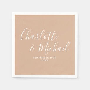 Tan Taupe Elegant Signature Script Wedding Napkin