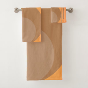 Tan/Taupe/Tangerine Abstract Bath Towel Set