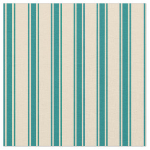 Tan & Teal Coloured Lined/Striped Pattern Fabric