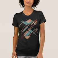 Tan Teal Rust Slanted MCM Look Geometric Abstract