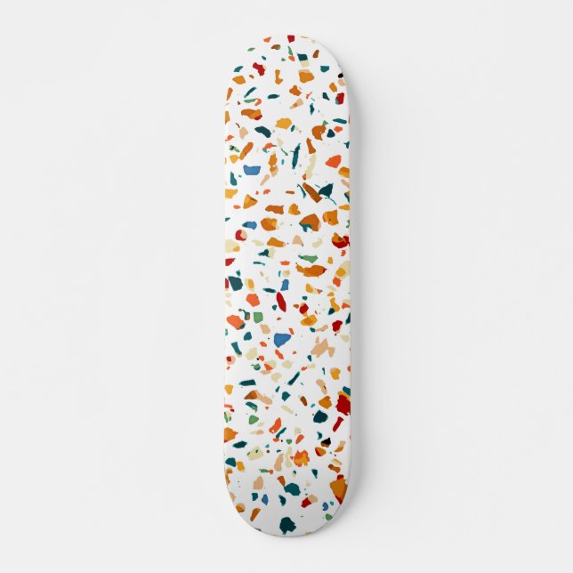 Tan Terrazzo | Eclectic Quirky Confetti Painting | Skateboard (Front)