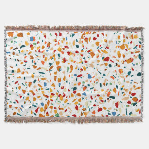 Tan Terrazzo   Eclectic Quirky Confetti Painting   Throw Blanket