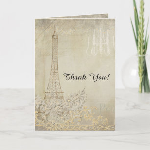Tan Thank You Notes Paris City of Love Wedding