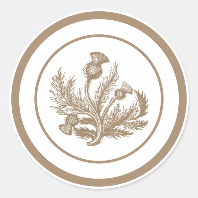 Tan Thistle Classic Round Sticker (Front)