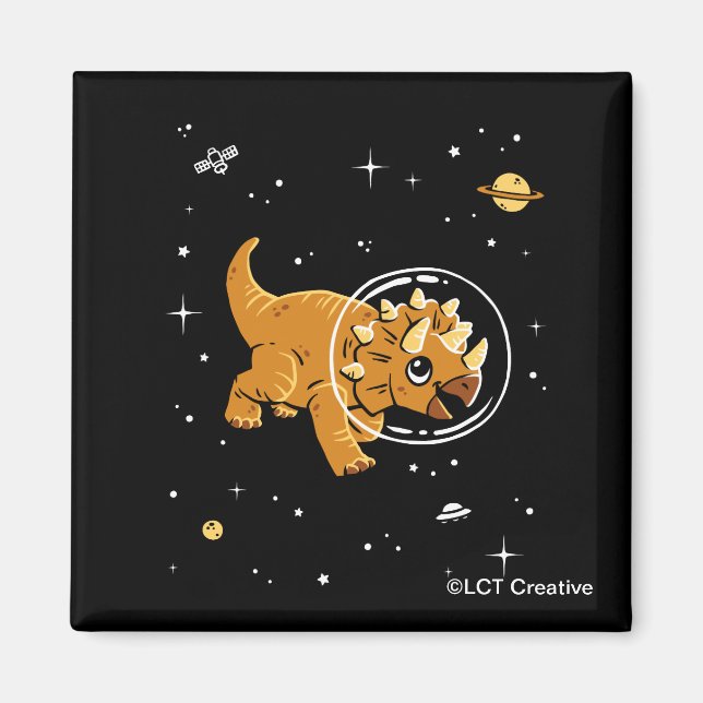 Tan Triceratops Dinos In Space Magnet (Front)