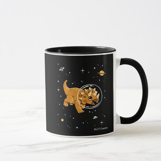 Tan Triceratops Dinos In Space Mug (Right)