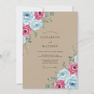 Tan Vibrant Rustic Wedding Invitation