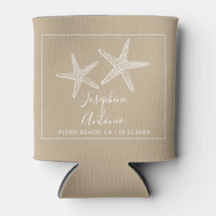 Tan Vintage Starfish Beach Wedding Favour Can Cooler