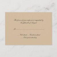 Tan Wedding Response Card