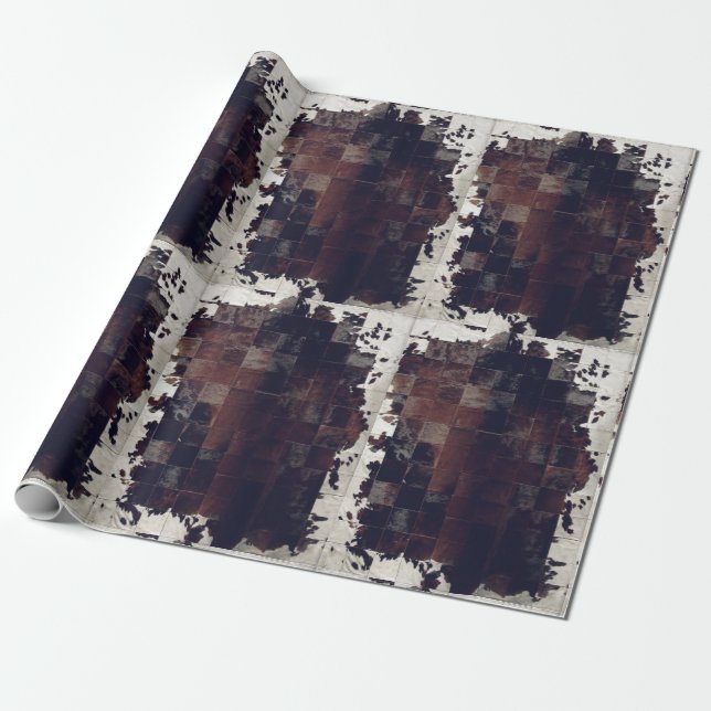 Tan White Cowhide Print wrapping paper (Unrolled)