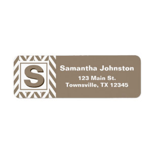 Tan White Herringbone Monogram