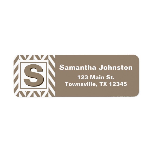 Tan White Herringbone Monogram (Front)