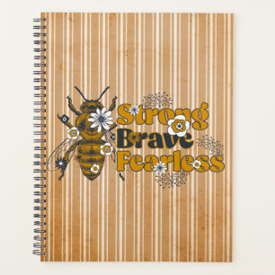 Tan & White Striped BEE Strong Inspirational Quote Planner