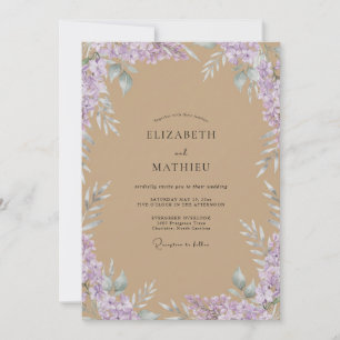 Tan Wisteria Foliage Wedding Invitation