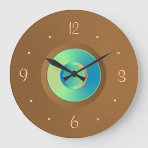 Tan with Aqua Blue Centre>Wall Clock
