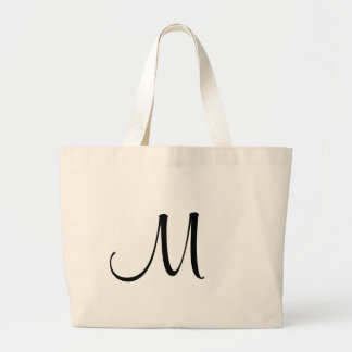 Tan with Black Monogram Large Tote Bag
