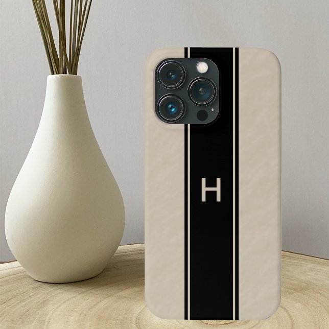 Tan with Black Stripe and Tan Monogram Case-Mate iPhone Case (Creator Uploaded)