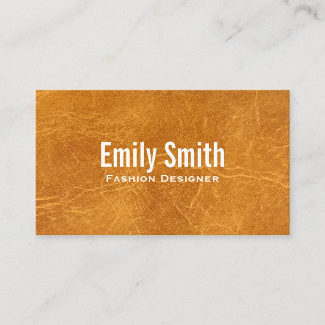 Tan Worn Leather Background Business Card (Front)