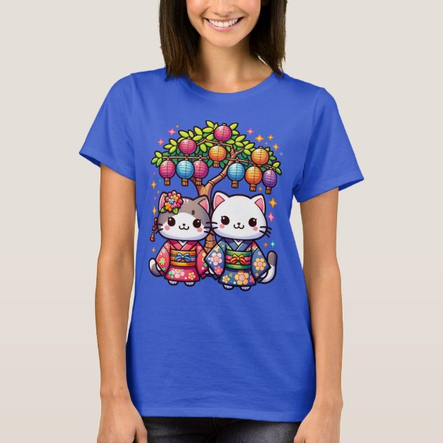 Tanabata Kittens in Kimonos T-Shirt (Front)