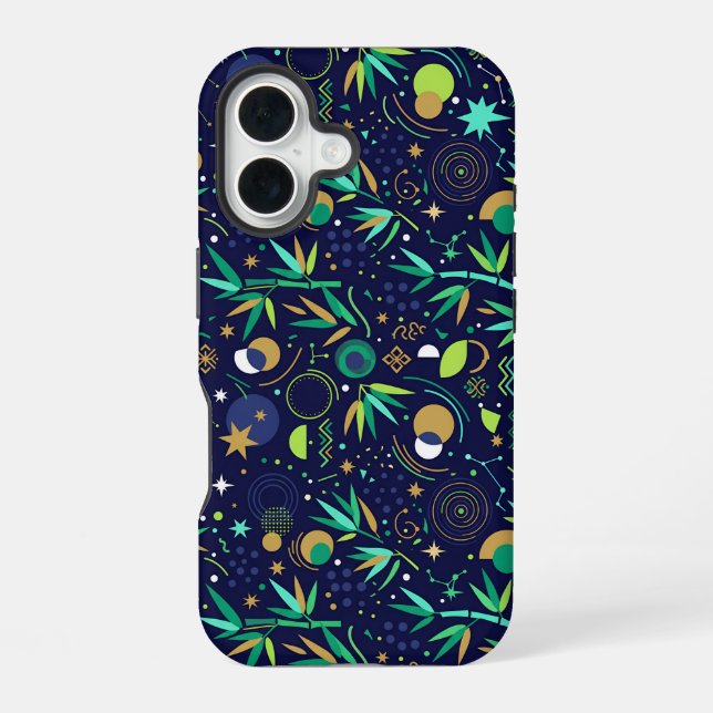 Tanabata Star Festival Bamboo Night Pattern iPhone 16 Case (Back)