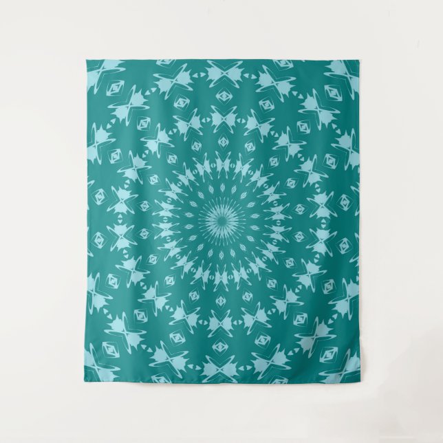Tanager Turquoise and Teal Blue Abstract Pattern M Tapestry (Front)