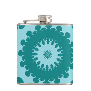 Tanager Turquoise and Teal Blue Crescent Moon Kale Hip Flask