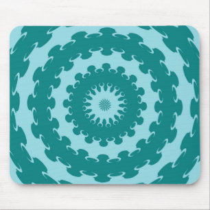 Tanager Turquoise and Teal Blue Crescent Moon Kale Mouse Mat