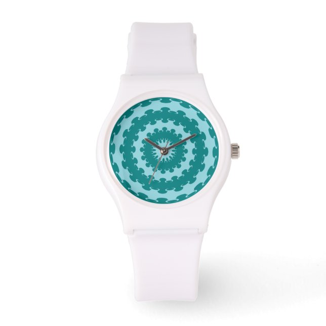 Tanager Turquoise and Teal Blue Crescent Moon Kale Watch (Front)