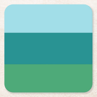 Tanager Turquoise, Teal Blue and Kelly Green Horiz Square Paper Coaster