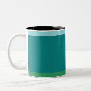 Tanager Turquoise, Teal Blue and Kelly Green Horiz Two-Tone Coffee Mug