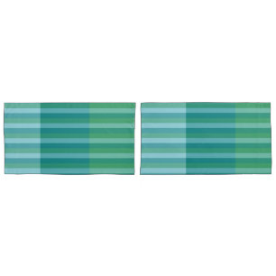 Tanager Turquoise, Teal Blue and Kelly Green Line Pillowcase