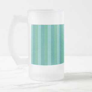 Tanager Turquoise, Teal Blue and Kelly Green Repea Frosted Glass Beer Mug