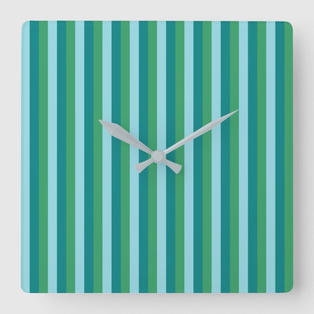 Tanager Turquoise, Teal Blue and Kelly Green Repea Square Wall Clock (Front)