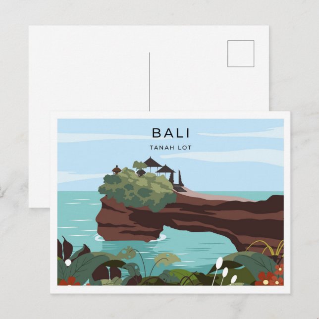 Tanah Lot Bali Indonesia travel place illustration Postcard (Front/Back)
