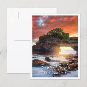 Tanah Lot Temple at sunset in Bali  Indonesia Postcard