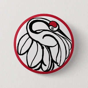 Tancho Japanese Crane 6 Cm Round Badge