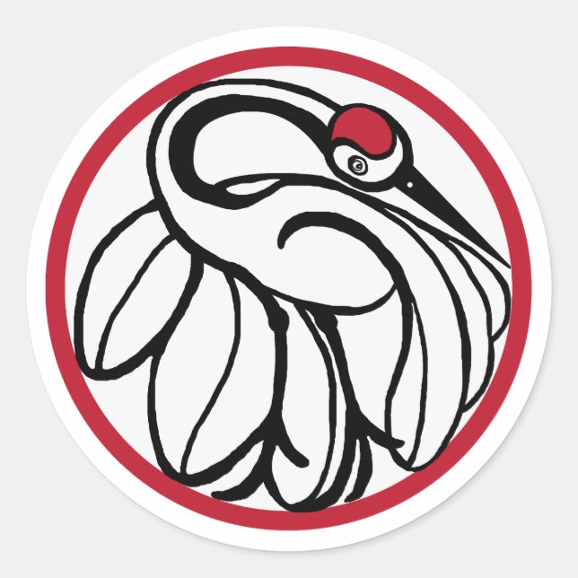 Tancho Japanese Crane Classic Round Sticker (Front)