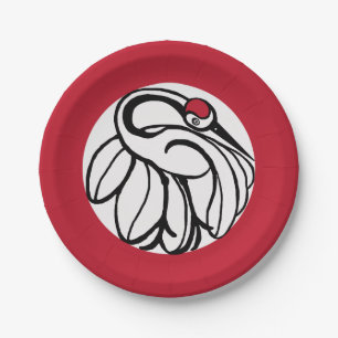 Tancho Japanese Crane Paper Plate