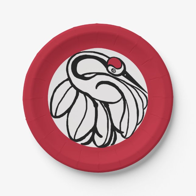 Tancho Japanese Crane Paper Plate (Front)