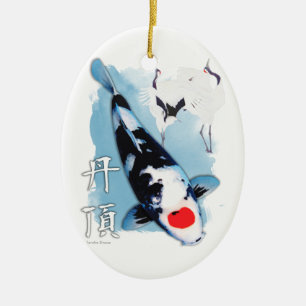 Tancho koi ceramic tree decoration