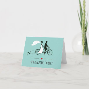 Tandem Bicycle Aqua Wedding Thank You Card