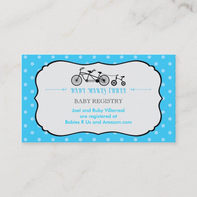 Tandem Bicycle Baby Shower Registry Card (Front)