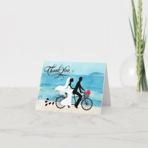 Tandem Bicycle Bride and Groom Wedding Thank You Card