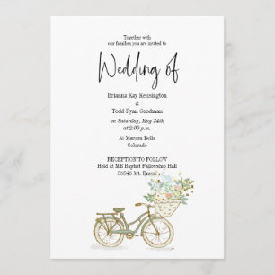 Tandem Bicycle Casual Wedding Invitation no photo