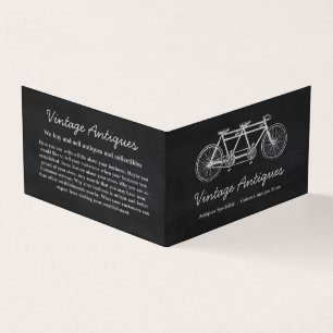 Tandem Bicycle & Chalkboard, Antique Dealer Business Card